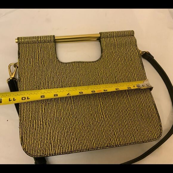 Fossil Whip bag Genuine Leather Purse Green Black Removable Handles rare - Picture 10 of 13